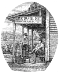 Jack Daniels Distillery pen and ink illustration by Dave Hopkins